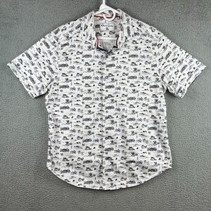 Robert Graham Button Front Short Sleeve Shirt THROTTLE Exotic Cars AOP Mens XL